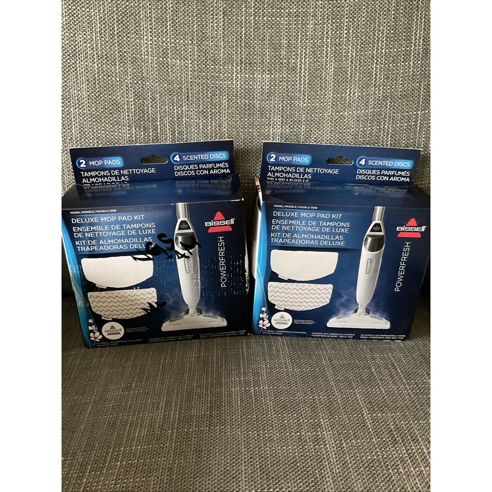 Lot Bissell Power Fresh 5938 Steam Mop Pad Kits - 4 Pads Total & 8 Scented Discs